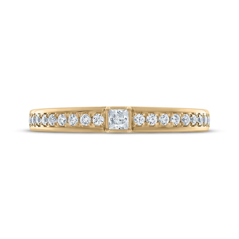 Main Image 3 of Now + Forever Princess & Round-Cut Diamond Anniversary Ring 1/4 ct tw 14K Yellow Gold