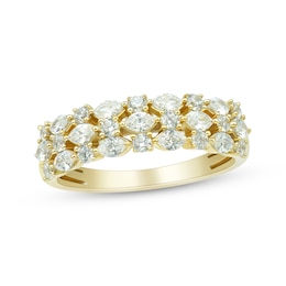 Now + Forever Marquise & Round-Cut Diamond Three-Row Anniversary Ring 1 ct tw 14K Yellow Gold