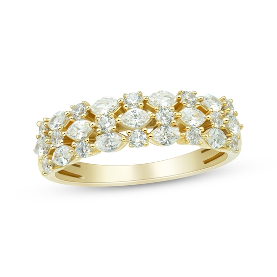 Now + Forever Marquise & Round-Cut Diamond Three-Row Anniversary Ring 1 ct tw 14K Yellow Gold
