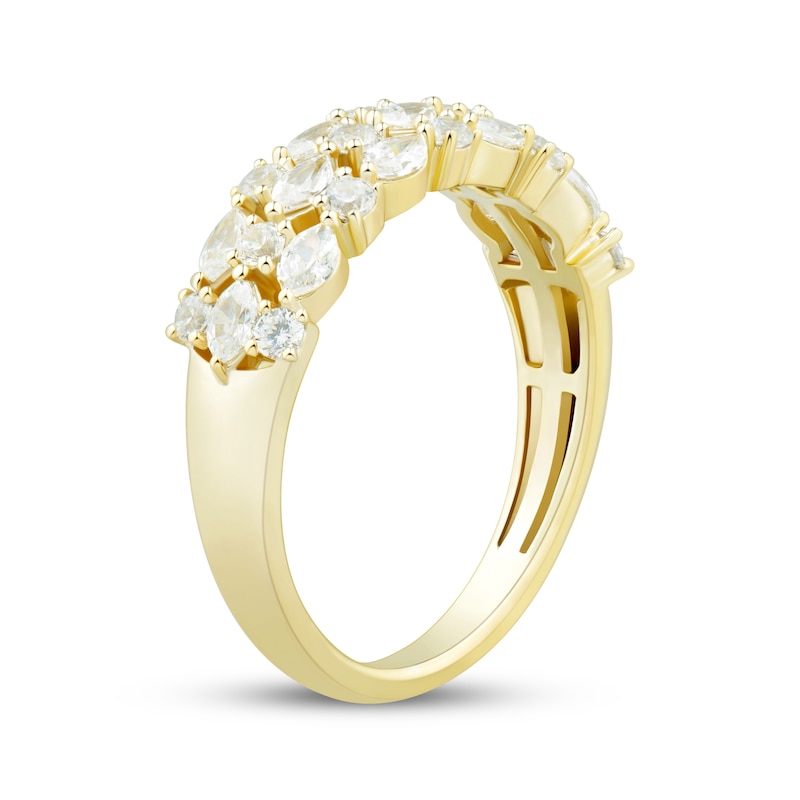 Main Image 2 of Now + Forever Marquise & Round-Cut Diamond Three-Row Anniversary Ring 1 ct tw 14K Yellow Gold