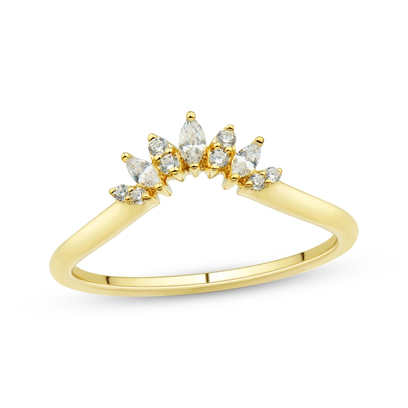 Main Image 1 of Now + Forever Marquise & Round-Cut Diamond Anniversary Ring 1/5 ct tw 10K Yellow Gold