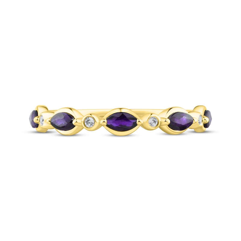 Main Image 3 of Now + Forever Marquise-Cut Amethyst & Diamond Accent Anniversary Ring 10K Yellow Gold
