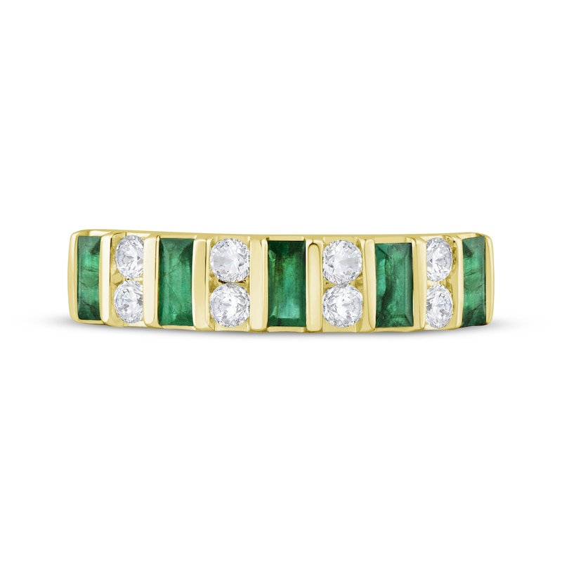 Main Image 3 of Now + Forever Baguette-Cut Emerald & Diamond Anniversary Ring 1/4 ct tw 10K Yellow Gold