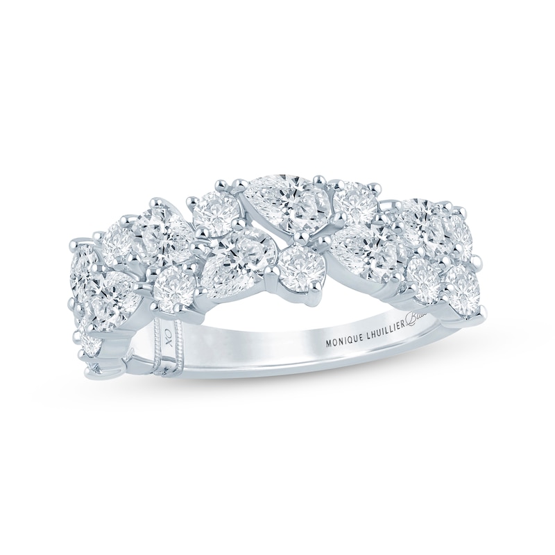 Monique Lhuillier Bliss Pear-Shaped & Round-Cut Lab-Created Diamond Anniversary Ring 2 ct tw 18K White Gold