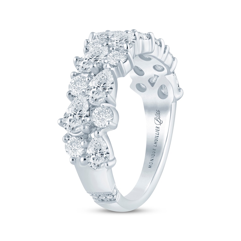 Main Image 2 of Monique Lhuillier Bliss Pear-Shaped & Round-Cut Lab-Grown Diamond Anniversary Ring 2 ct tw 18K White Gold
