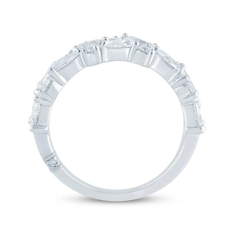 Main Image 3 of Monique Lhuillier Bliss Pear-Shaped & Round-Cut Lab-Grown Diamond Anniversary Ring 2 ct tw 18K White Gold