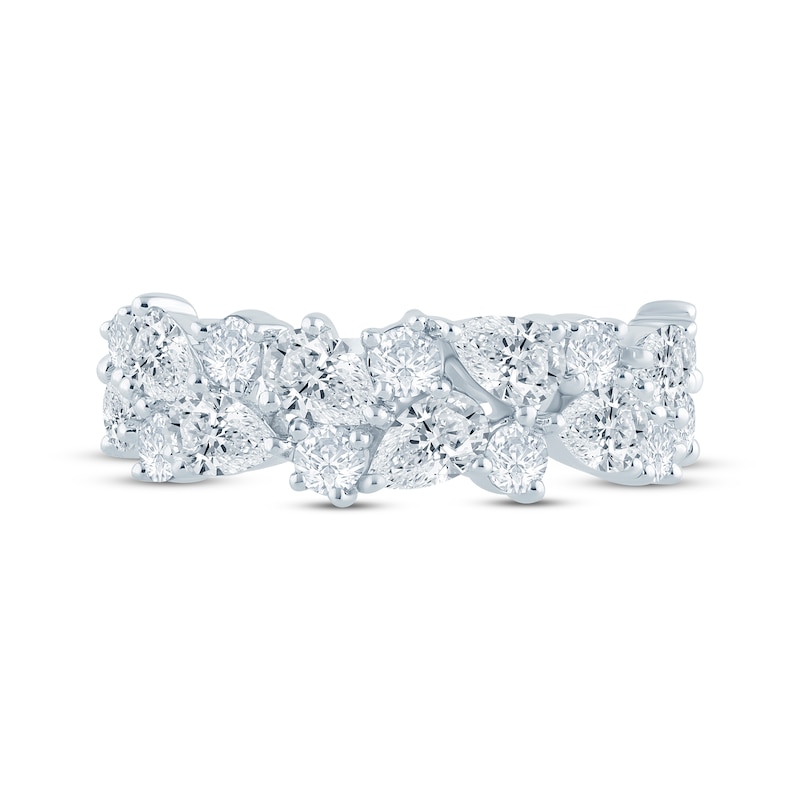 Main Image 4 of Monique Lhuillier Bliss Pear-Shaped & Round-Cut Lab-Grown Diamond Anniversary Ring 2 ct tw 18K White Gold