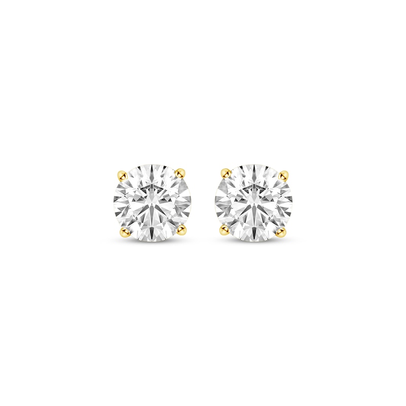 Main Image 2 of Certified Round-Cut Diamond Solitaire Stud Earrings 1 ct tw 14K Yellow Gold (I/I1)