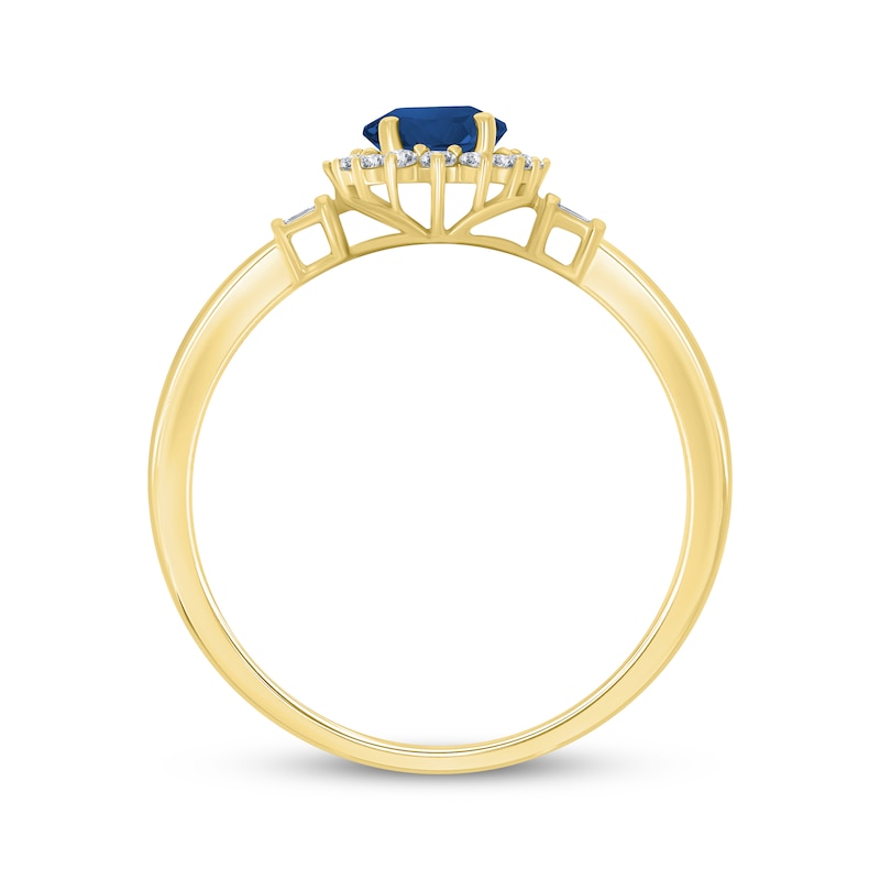 Oval-Cut Blue Sapphire & Diamond Ring 1/5 ct tw 10K Yellow Gold