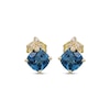 Thumbnail Image 2 of Cushion-Cut London Blue Topaz & Diamond Accent Butterfly Stud Earrings 10K Yellow Gold