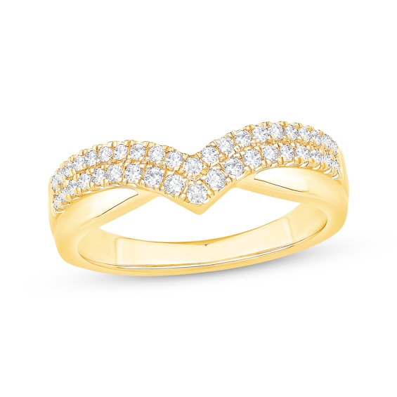 Now + Forever Diamond Two-Row Chevron Anniversary Ring 1/3 ct tw 14K Yellow Gold