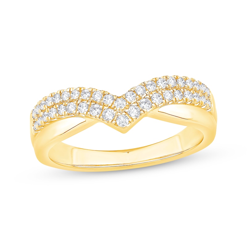 Main Image 1 of Now + Forever Diamond Two-Row Chevron Anniversary Ring 1/3 ct tw 14K Yellow Gold