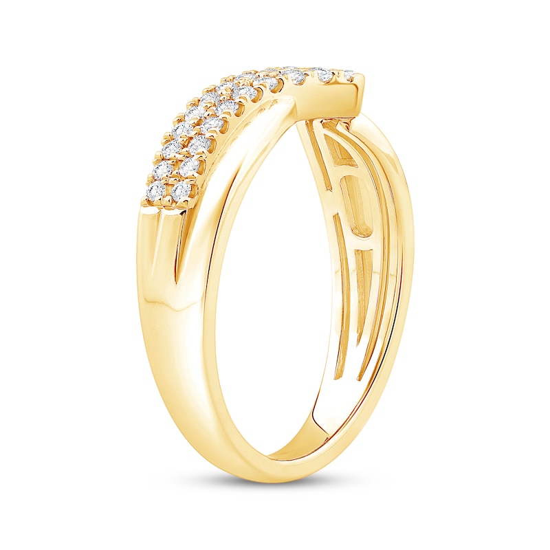 Main Image 2 of Now + Forever Diamond Two-Row Chevron Anniversary Ring 1/3 ct tw 14K Yellow Gold