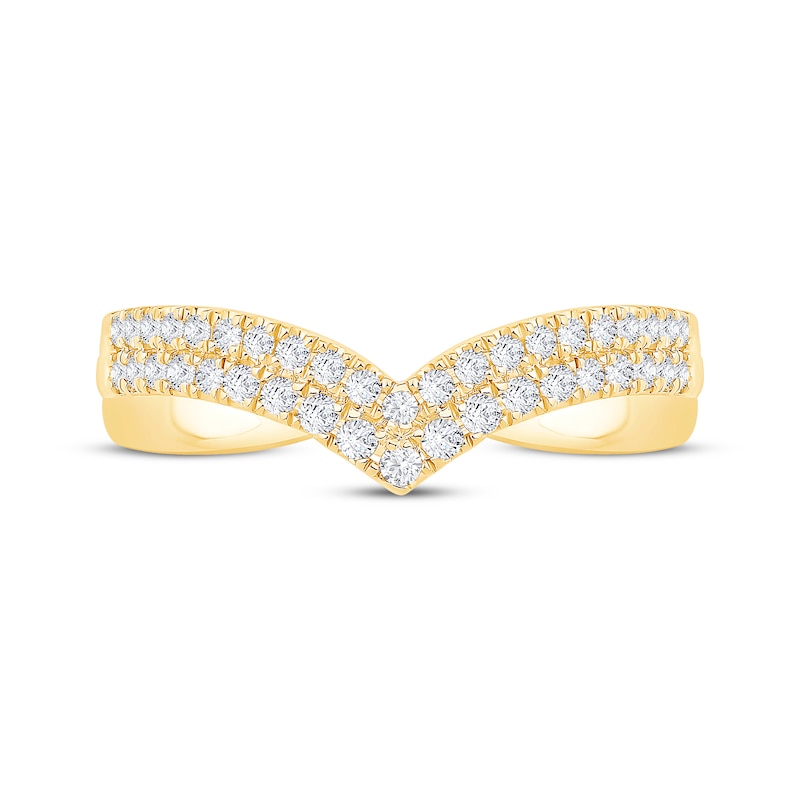 Main Image 3 of Now + Forever Diamond Two-Row Chevron Anniversary Ring 1/3 ct tw 14K Yellow Gold