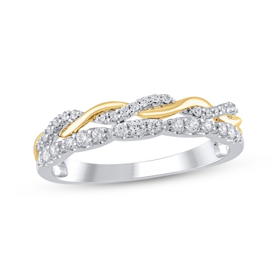 Now + Forever Diamond Two-Row Twist Anniversary Ring 1/4 ct tw 10K Two-Tone Gold