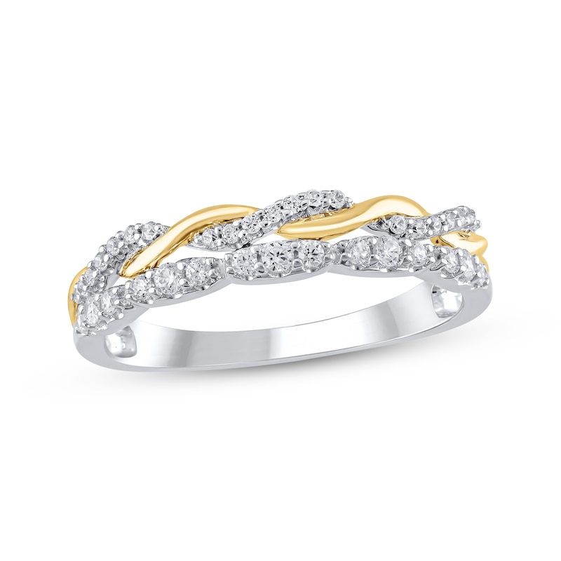 Main Image 1 of Now + Forever Diamond Two-Row Twist Anniversary Ring 1/4 ct tw 10K Two-Tone Gold