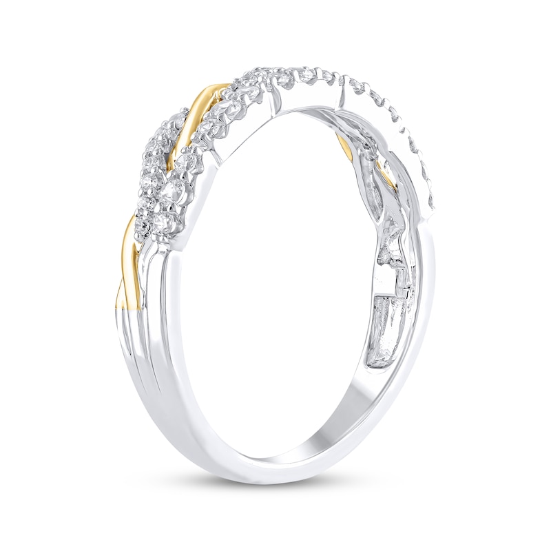 Main Image 2 of Now + Forever Diamond Two-Row Twist Anniversary Ring 1/4 ct tw 10K Two-Tone Gold