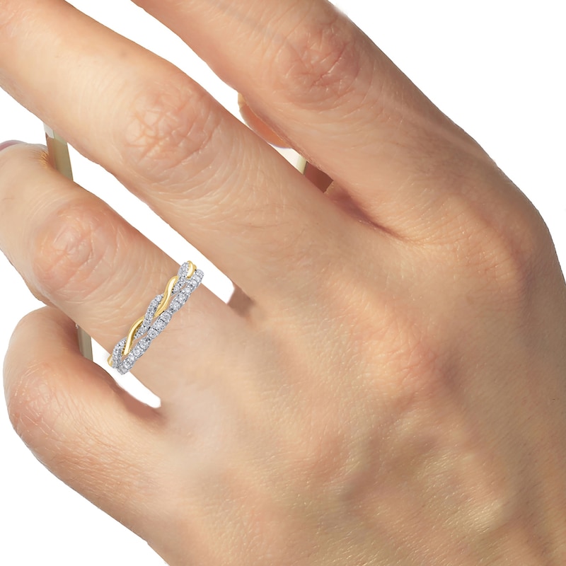 Main Image 4 of Now + Forever Diamond Two-Row Twist Anniversary Ring 1/4 ct tw 10K Two-Tone Gold