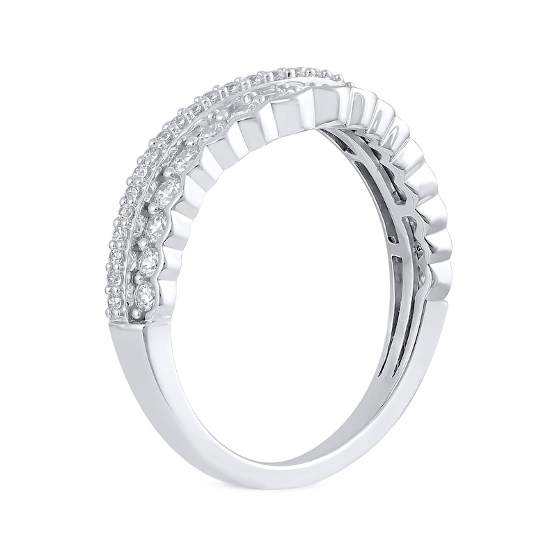 Main Image 2 of Now + Forever Diamond Scalloped Two-Row Anniversary Ring 1/2 ct tw 14K White Gold