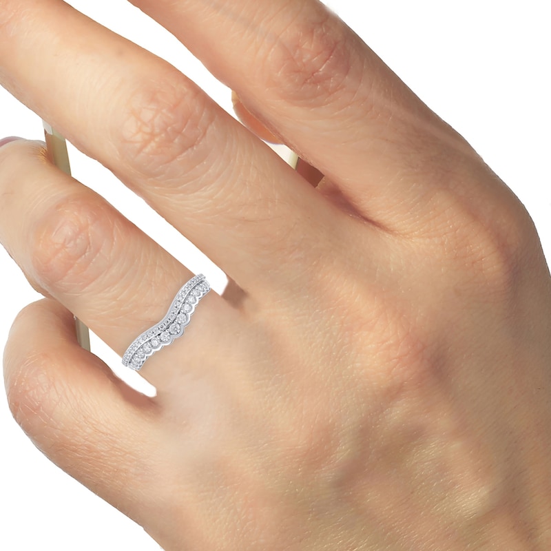 Main Image 4 of Now + Forever Diamond Scalloped Two-Row Anniversary Ring 1/2 ct tw 14K White Gold