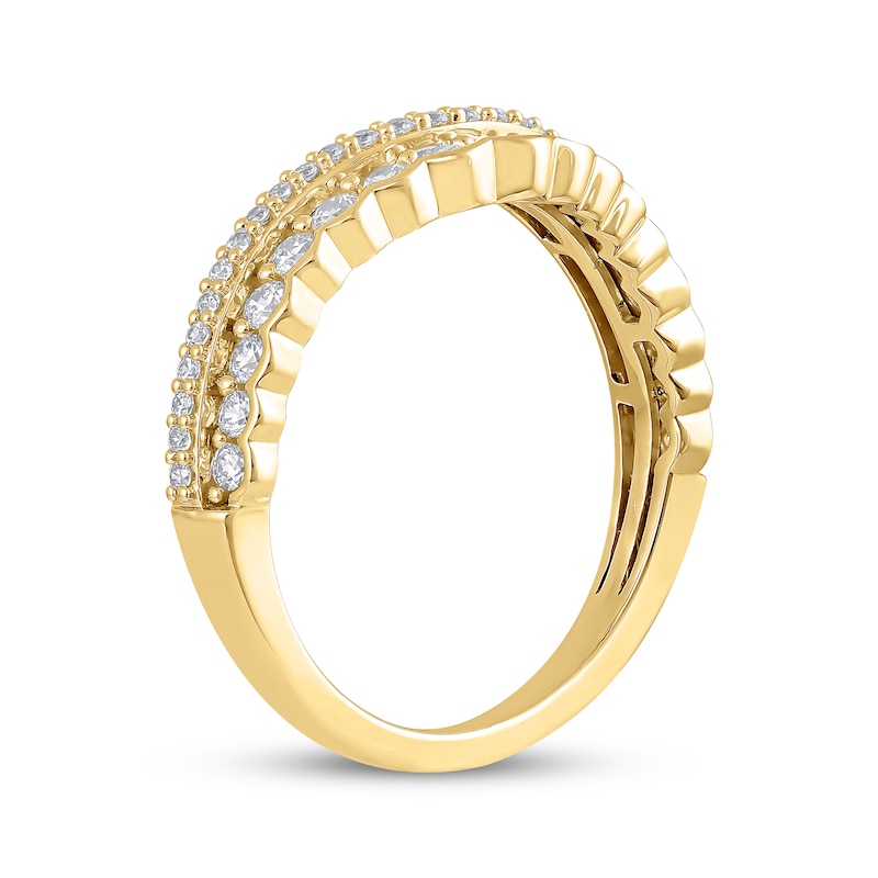 Main Image 2 of Now + Forever Diamond Scalloped Two-Row Anniversary Ring 1/2 ct tw 14K Yellow Gold