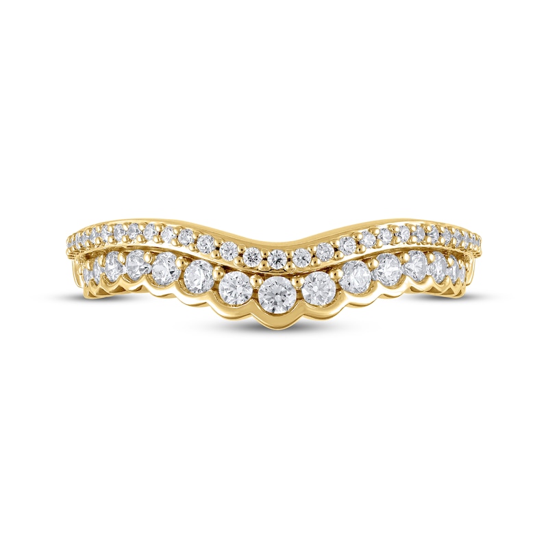 Main Image 3 of Now + Forever Diamond Scalloped Two-Row Anniversary Ring 1/2 ct tw 14K Yellow Gold