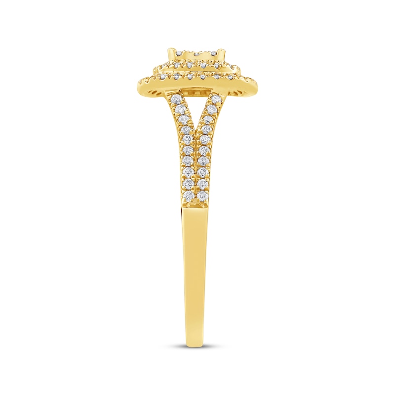 Main Image 2 of Now + Forever Multi-Diamond Cushion Frame Engagement Ring 3/8 ct tw 10K Yellow Gold