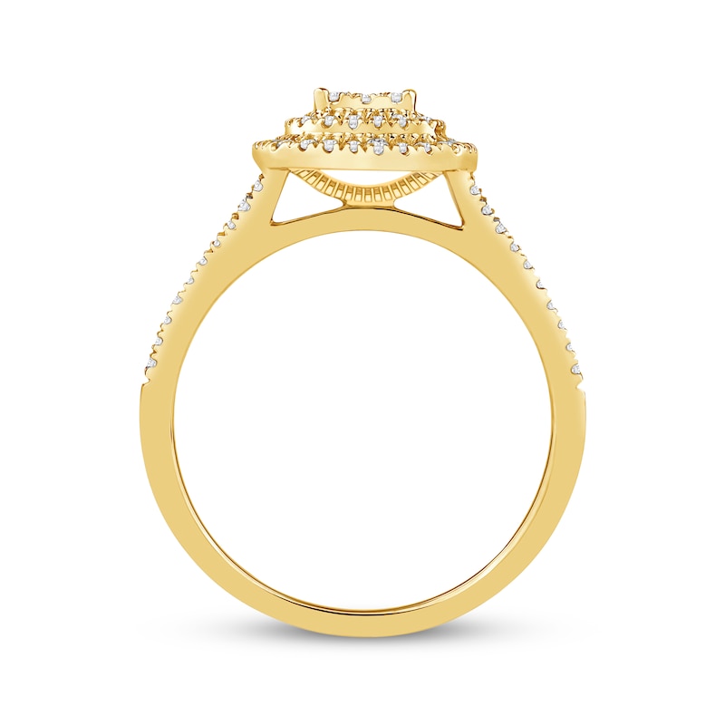 Main Image 3 of Now + Forever Multi-Diamond Cushion Frame Engagement Ring 3/8 ct tw 10K Yellow Gold