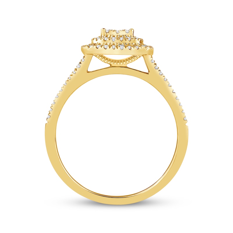 Multi-Diamond Cushion Frame Engagement Ring 3/8 ct tw 10K Yellow Gold