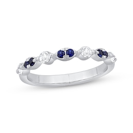 Now + Forever Blue Sapphire & Diamond Anniversary Ring 1/4 ct tw 10K White Gold