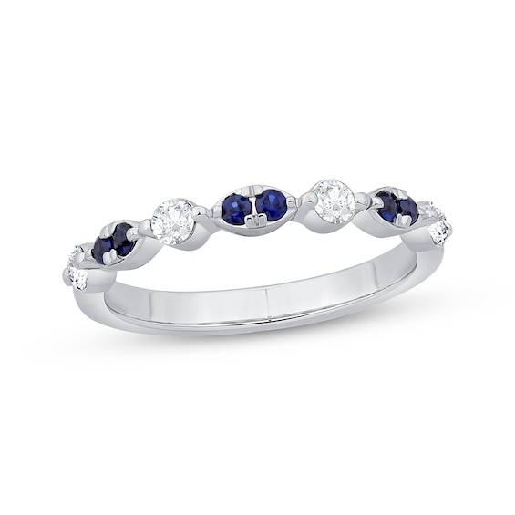 Now + Forever Blue Sapphire & Diamond Anniversary Ring 1/4 ct tw 10K White Gold