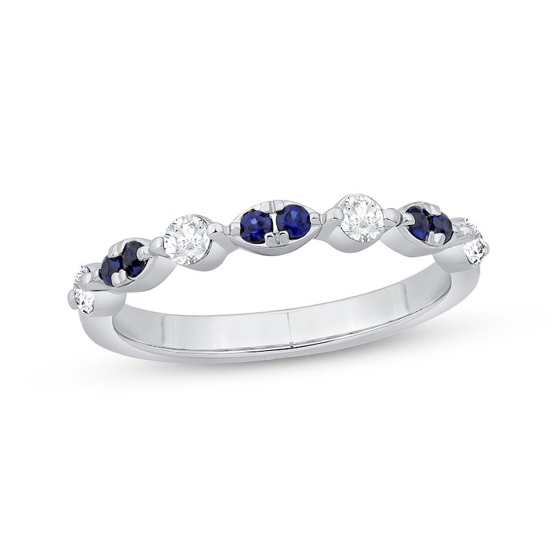 Main Image 1 of Now + Forever Blue Sapphire & Diamond Anniversary Ring 1/4 ct tw 10K White Gold