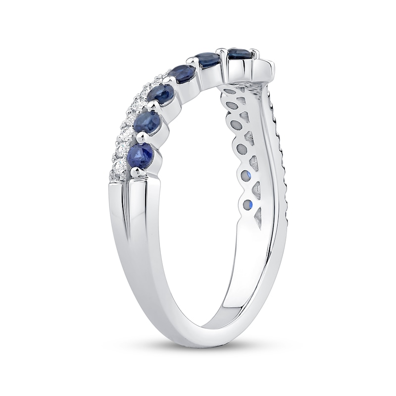 Main Image 2 of Now + Forever Diamond & Blue Sapphire Crossover Chevron Anniversary Ring 1/6 ct tw 14K White Gold