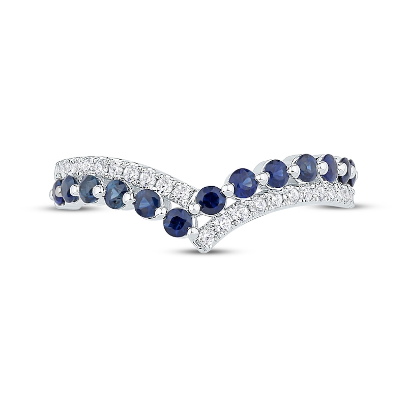 Main Image 3 of Now + Forever Diamond & Blue Sapphire Crossover Chevron Anniversary Ring 1/6 ct tw 14K White Gold