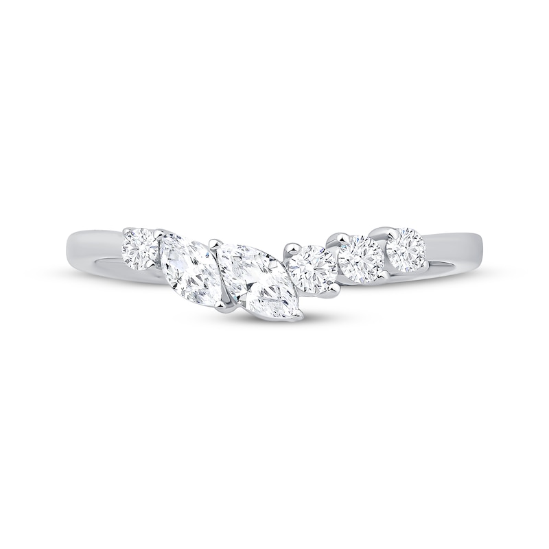 Main Image 3 of Now + Forever Marquise & Round-Cut Diamond Contour Anniversary Ring 3/8 ct tw 14K White Gold