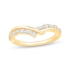 Thumbnail Image 1 of Now + Forever Baguette & Round-Cut Diamond Crossover Chevron Anniversary Ring 1/3 ct tw 14K Yellow Gold