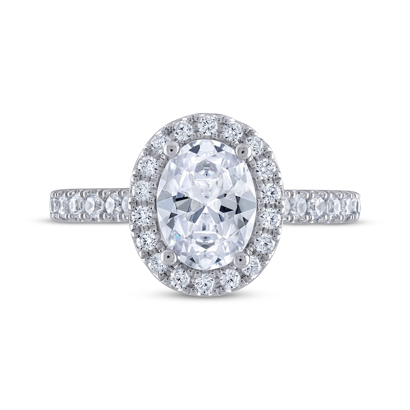 Main Image 3 of THE LEO Legacy Lab-Grown Diamond Oval-Cut Halo Engagement Ring 2 ct tw 14K White Gold