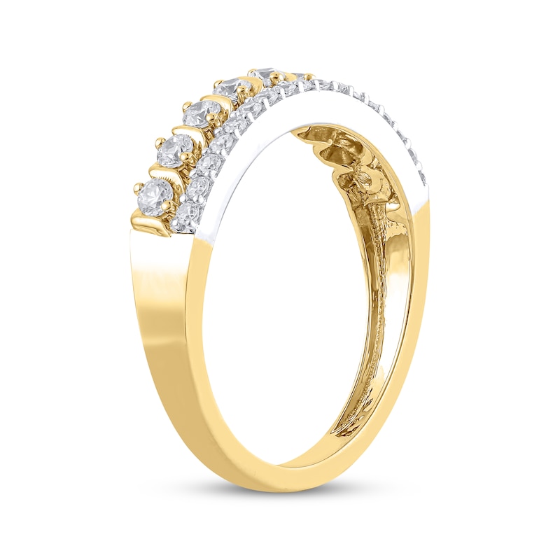 Main Image 2 of Now + Forever Diamond Two-Row Swirl Anniversary Ring 1/2 ct tw 14K Yellow Gold