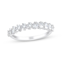 Now + Forever Oval-Cut Diamond Tilted Anniversary Ring 3/4 ct tw 14K White Gold