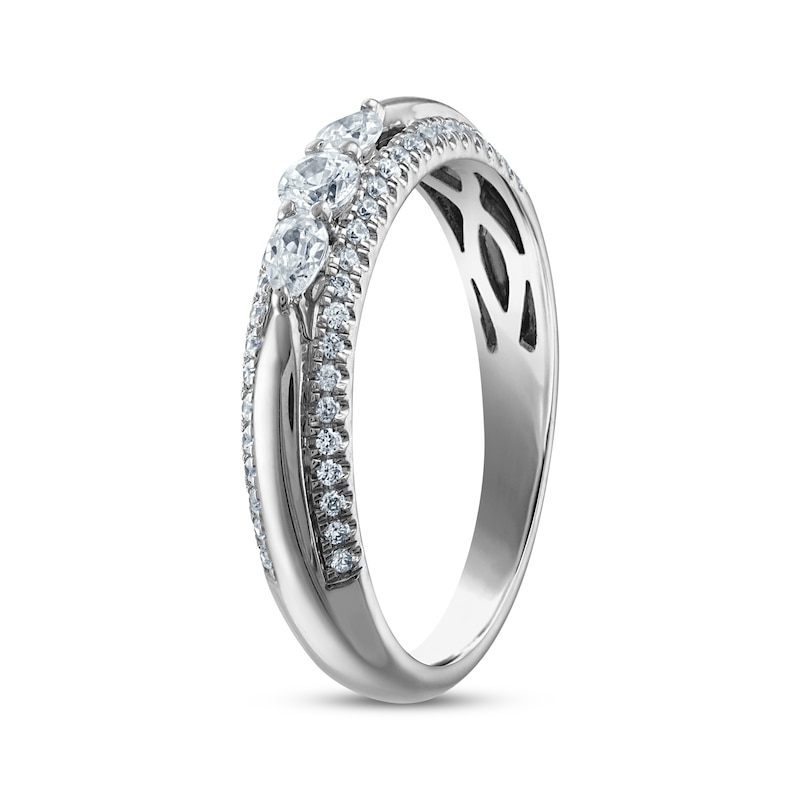Main Image 2 of Now + Forever Pear-Shaped & Round-Cut Diamond Three-Stone Anniversary Ring 3/8 ct tw 10K White Gold