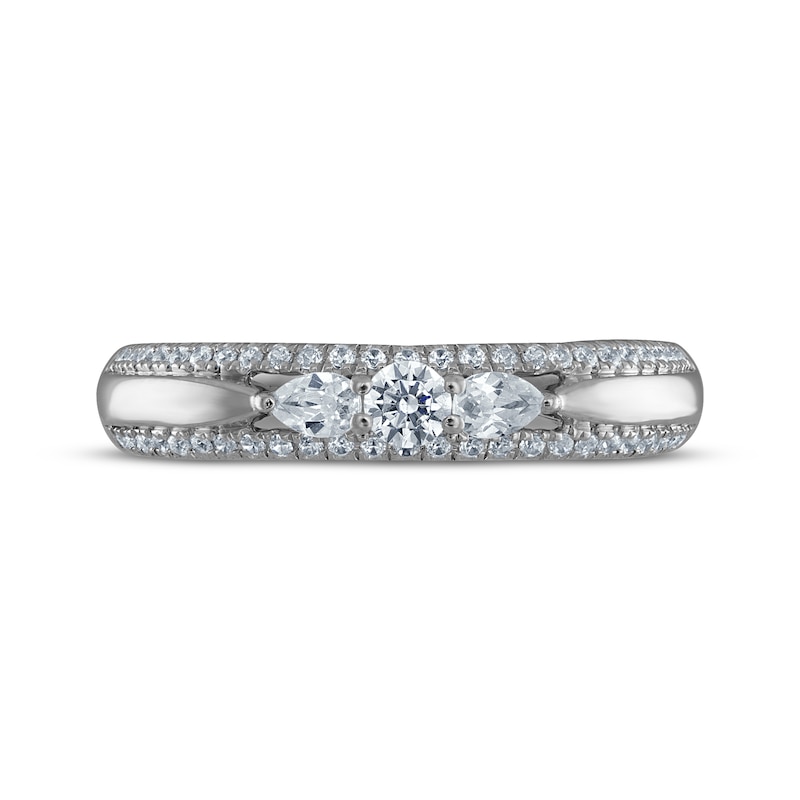 Main Image 3 of Now + Forever Pear-Shaped & Round-Cut Diamond Three-Stone Anniversary Ring 3/8 ct tw 10K White Gold