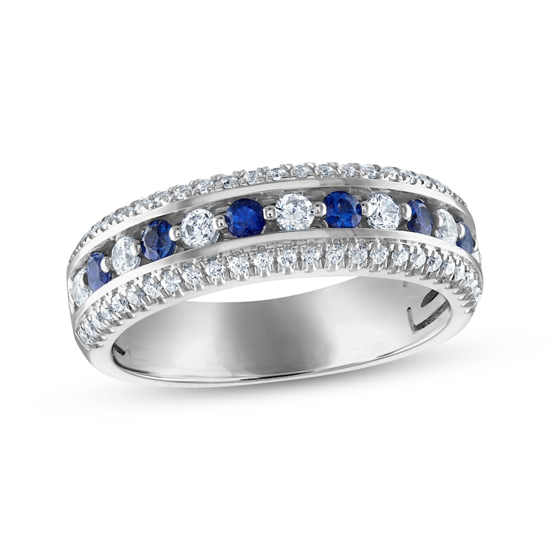 Main Image 1 of Now + Forever Blue Sapphire & Diamond Anniversary Ring 1/2 ct tw 14K White Gold