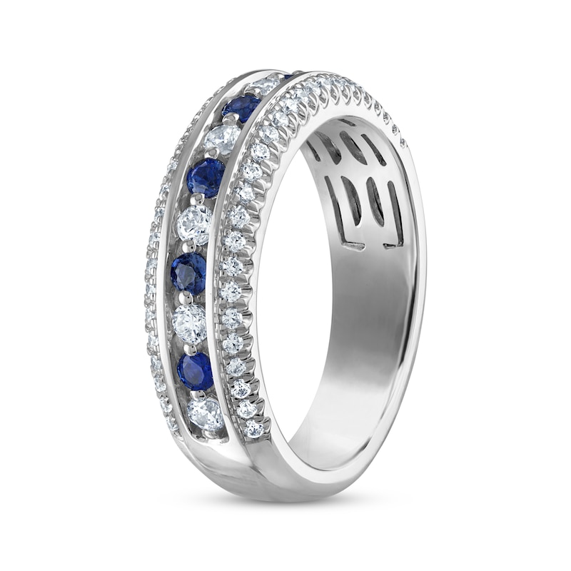 Main Image 2 of Now + Forever Blue Sapphire & Diamond Anniversary Ring 1/2 ct tw 14K White Gold