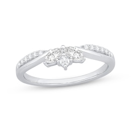 Now + Forever Marquise & Round-Cut Diamond Contour Anniversary Ring 1/3 ct tw 10K White Gold