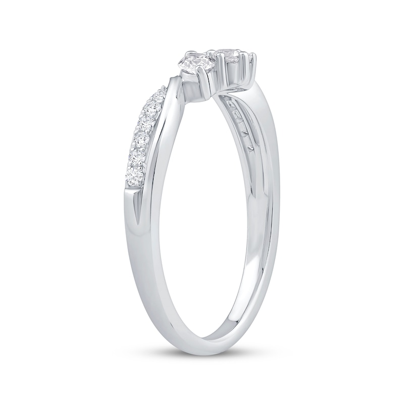 Main Image 2 of Now + Forever Marquise & Round-Cut Diamond Contour Anniversary Ring 1/3 ct tw 10K White Gold