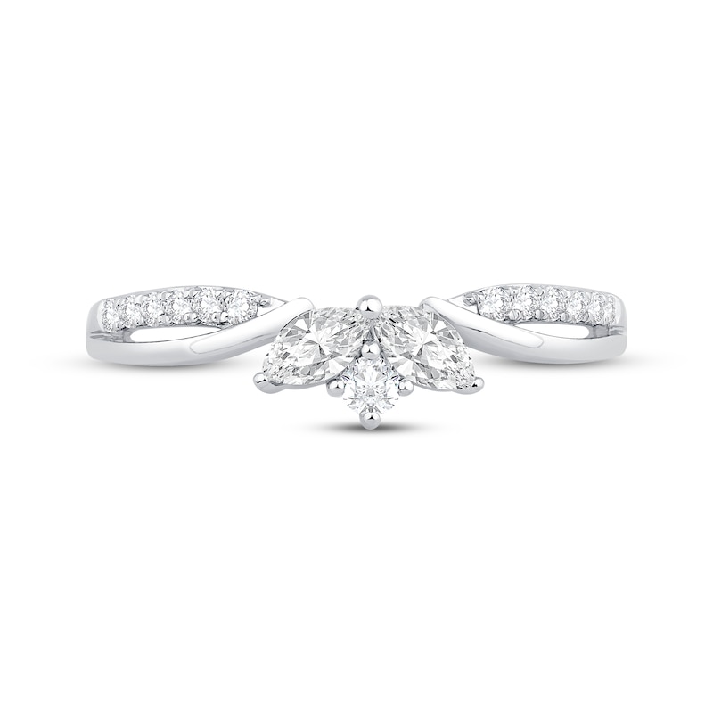 Main Image 3 of Now + Forever Marquise & Round-Cut Diamond Contour Anniversary Ring 1/3 ct tw 10K White Gold