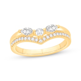 Now + Forever Marquise & Round-Cut Diamond Contour Anniversary Ring 1/2 ct tw 10K Yellow Gold