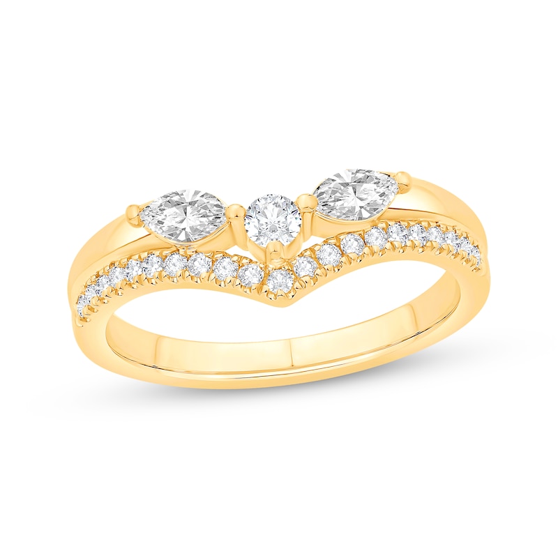 Main Image 1 of Now + Forever Marquise & Round-Cut Diamond Contour Anniversary Ring 1/2 ct tw 10K Yellow Gold