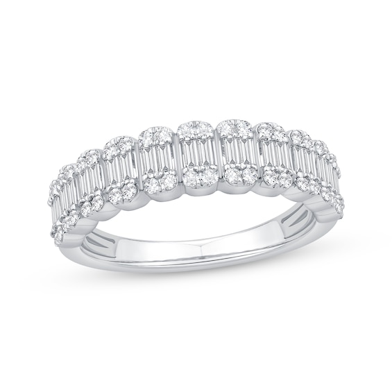 Now + Forever Baguette & Round-Cut Diamond Anniversary Ring 5/8 ct tw 14K White Gold