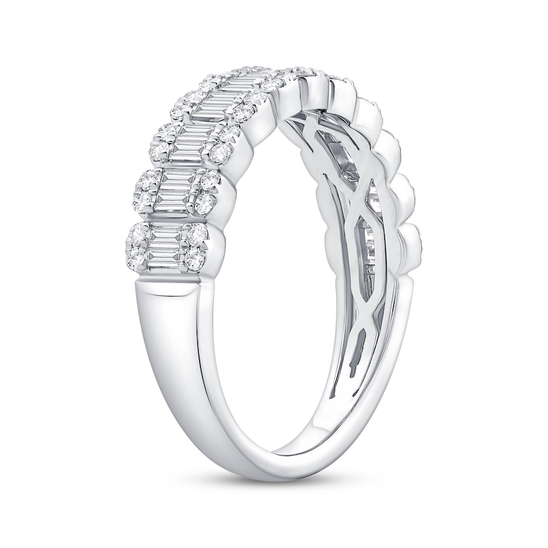 Main Image 2 of Now + Forever Baguette & Round-Cut Diamond Anniversary Ring 5/8 ct tw 14K White Gold
